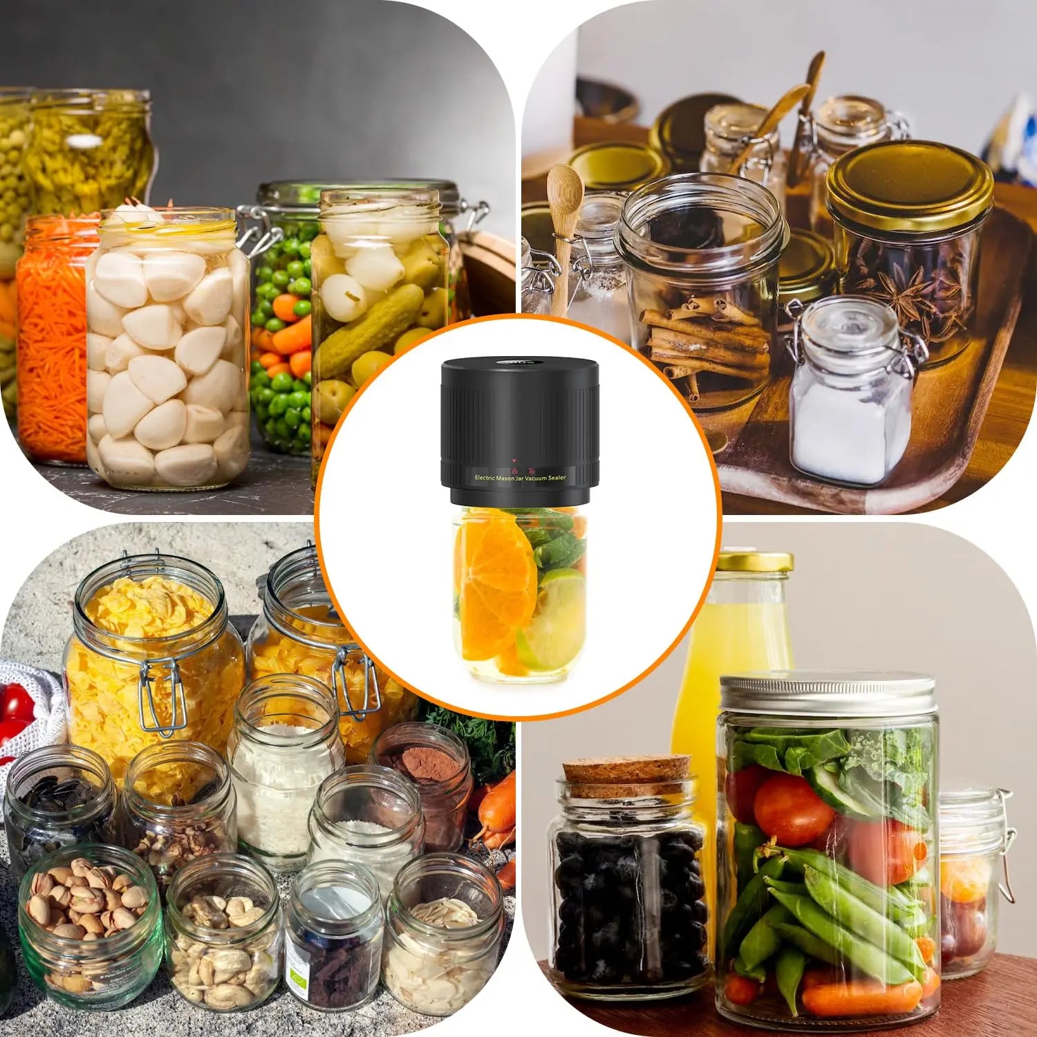 Mason Jar Vacuum Sealer - Electric Vacuum Sealer for Jars with Wide and Regular Mouth Mason Jars, Vacuum Sealing Machine for Food Storage - Black, Vacuum Sealer, Ever Jar - Mason Jar Vacuum, Vacuum Sealer, Electric Mason Jar Vacuum Sealer,