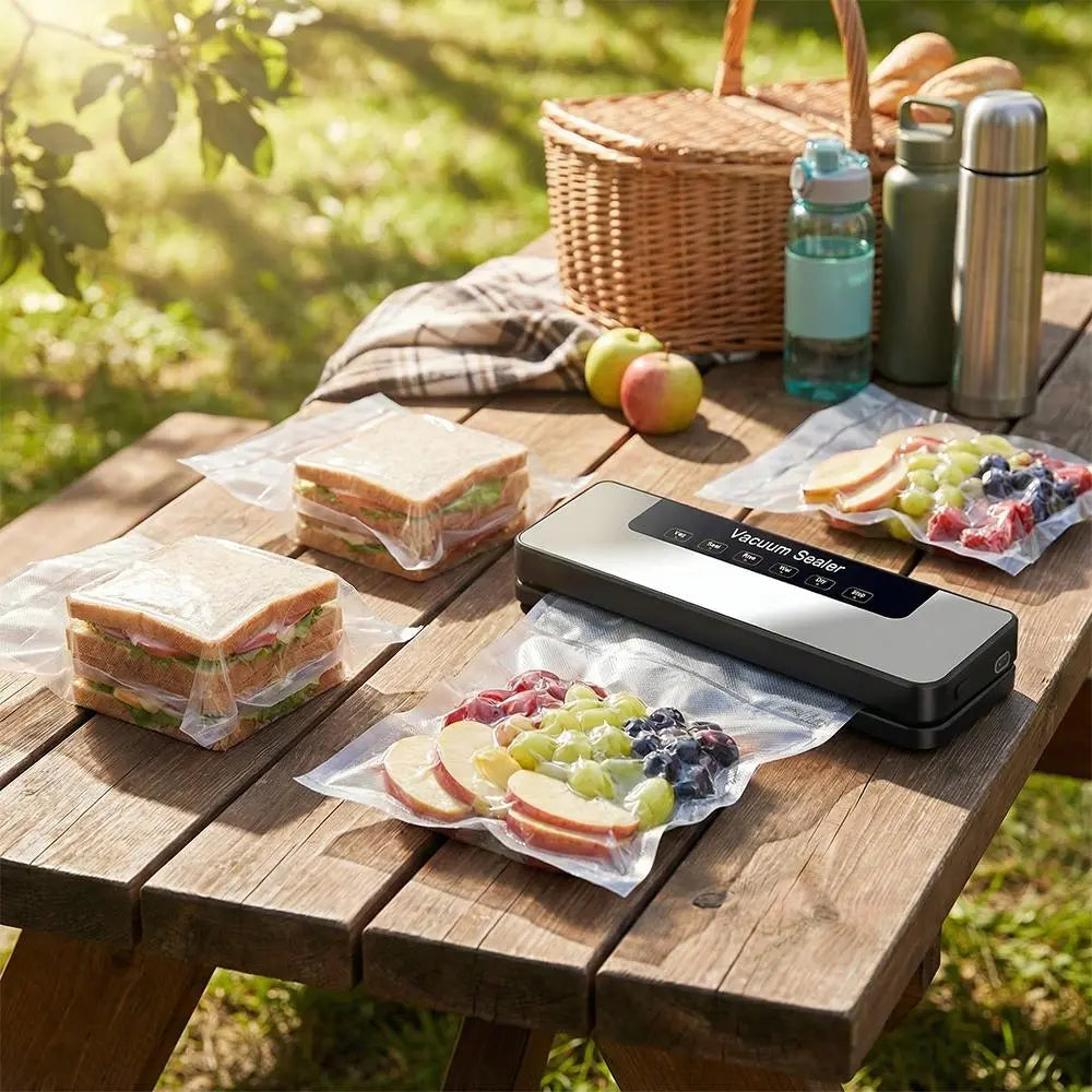 【Fathersdaygift】Vacuum Sealer Kit 65Kpa, Includes 50 Vacuum Sealing Bags, Features Dual Dry/Wet Modes, 6-In-1 Sealer Suitable for Storage and Sous Vide Cooking, Automatic Sealing Machine,Extends Food Freshness by 5 Times, a Modern Vacuum Sealing Device