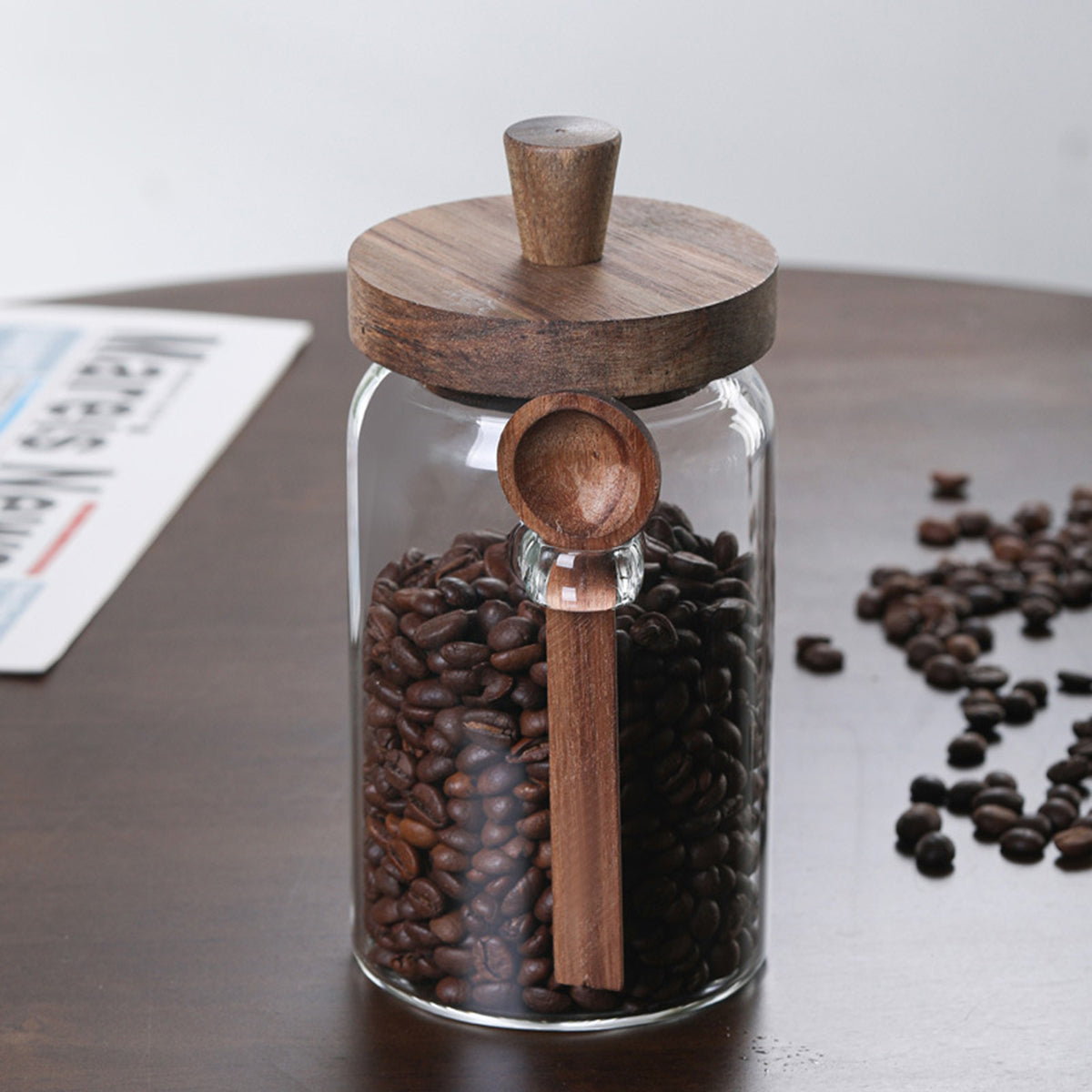 3Pcs Glass Coffee Jars with Spoons,Candy Jars,Biscuit Jars,Storage Jars,Tea Jars