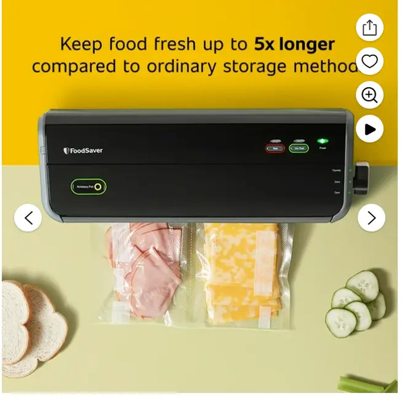 Foodsaver Vacuum Sealer Starter System, Black, Accessories and Bags Included